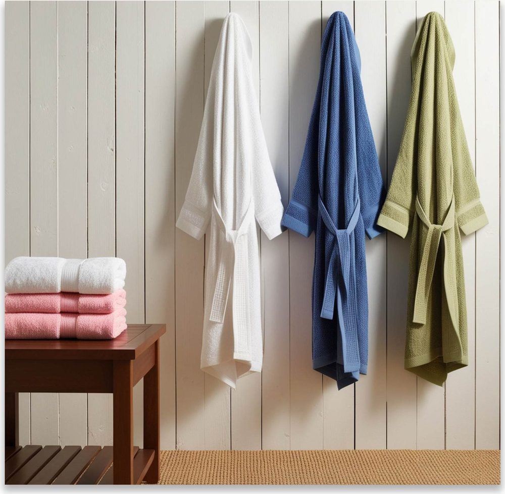 HRW bathrobes and towels on display