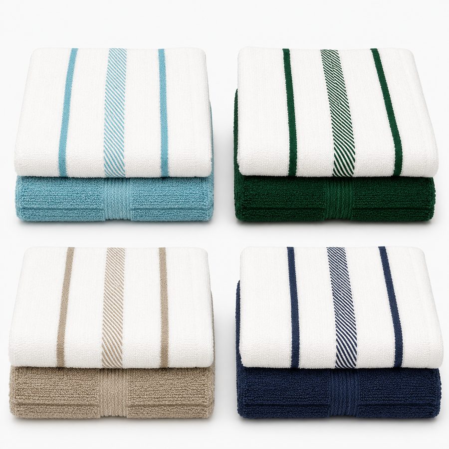 Cotton-poly retail dish cloths in four colors
